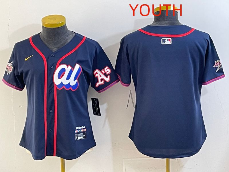 Youth 2025 Oakland Athletics Blank Drak Blue All star Nike MLB Jersey style 01->youth mlb jersey->Youth Jersey
